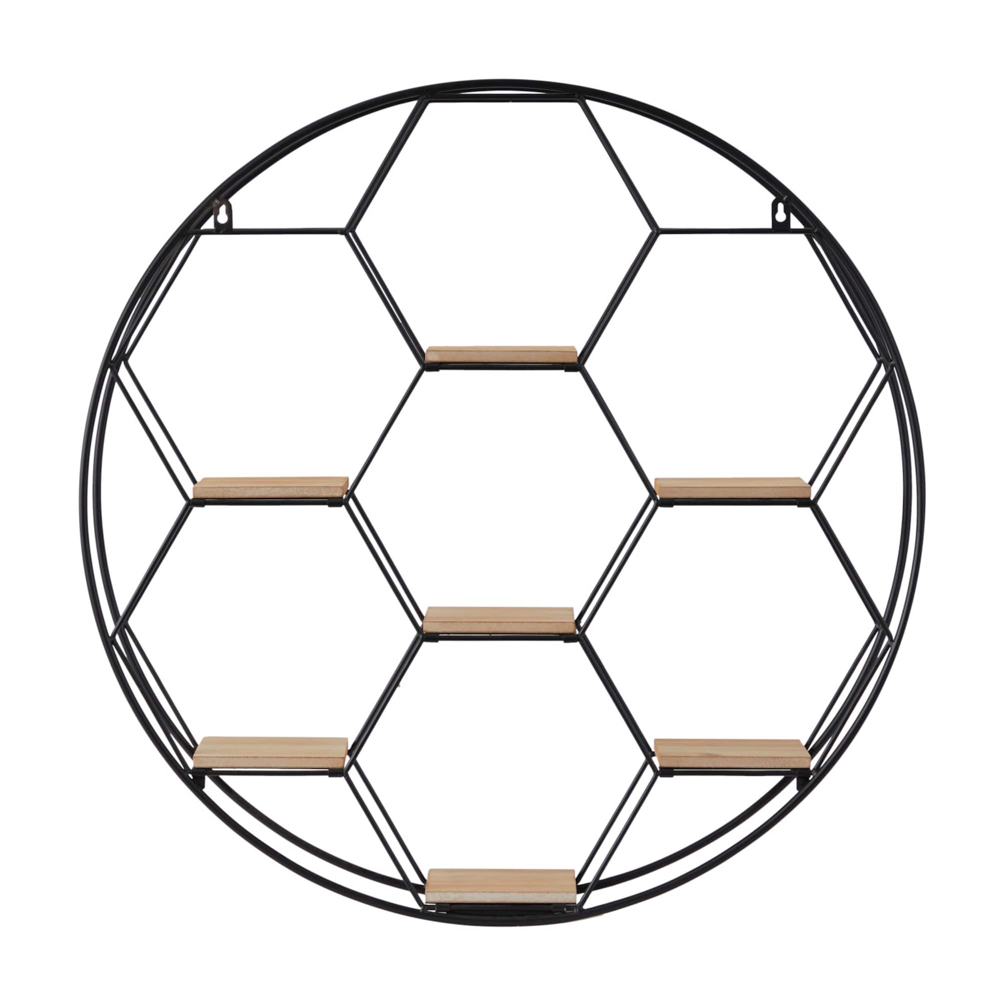 Black Metal Round 7 Shelves Wall Shelf 28" x 5" x 28"